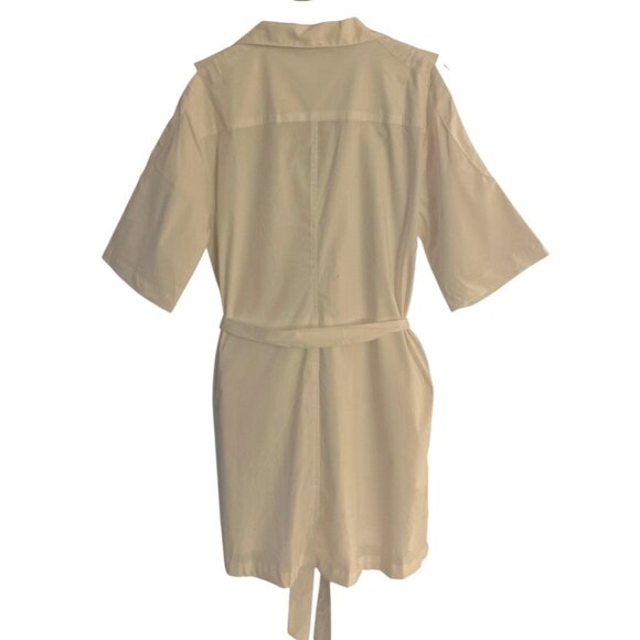 CHICO'S Solid White Cold Shoulder Sleeve Belted Women's Poplin Shirt NWT Size 0 - Picture 5 of 6